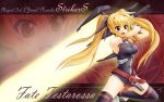  bardiche blonde_hair energy_sword fate_testarossa gauntlets huge_sword huge_weapon mahou_shoujo_lyrical_nanoha mahou_shoujo_lyrical_nanoha_strikers red_eyes satogo sword thigh-highs thighhighs twintails weapon 