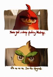  absurdres angry_birds animal animal_focus bird browt crossover english_text highres hyde_(tabakko) i'm_the_upgrade_(meme) meme no_humans pokemon pokemon_(creature) profanity red_(angry_birds) 