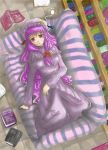  book breasts couch hat long_hair patchouli_knowledge purple_hair ribbon saba_miso touhou 