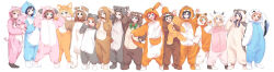  6+girls absurdres amami_haruka animal_costume animal_hood baba_konomi bear_costume bird_costume black_hair blonde_hair blue_eyes blue_hair brown_eyes brown_hair claw_pose commentary_request cosplay dog_costume emily_stewart fox_costume goat_costume green_eyes hagiwara_yukiho heart heart_hands highres holding holding_stuffed_toy hood hood_up hoshii_miki idolmaster idolmaster_(classic) idolmaster_million_live! julia_(idolmaster) kigurumi kikuchi_makoto kinoshita_hinata kisaragi_chihaya kitazawa_shiho lion_costume looking_at_viewer miyao_miya multiple_girls nakatani_iku oddsnl ogami_tamaki onesie orange_hair penguin_costume pig_costume rabbit_costume red_hair sheep_costume short_hair simple_background standing stuffed_animal stuffed_toy takayama_sayoko teddy_bear tenkubashi_tomoka v white_background wolf_costume yabuki_kana 