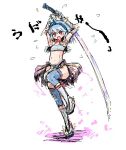  headband horn kirin kirin_(armor) midriff monster_hunter nagisa_honoka nodachi sketch sword thigh-highs thighhighs weapon 