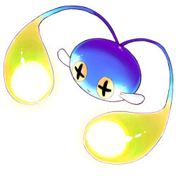  9gojonnybgo chinchou colored_sclera commentary_request cross-shaped_pupils fish highres no_humans pokemon pokemon_(creature) pokemon_focus simple_background symbol-shaped_pupils yellow_sclera 