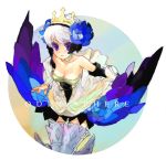  anzu_(pixiv) armor armored_dress blue_eyes crown dress flower gwendolyn odin_sphere purple_eyes title_drop violet_eyes white_hair wings 