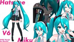  1girl aqua_eyes aqua_hair aqua_necktie arm_at_side bare_shoulders belt black_boots black_skirt black_sleeves black_thighhighs boots breasts character_name commentary_request contrast_collar detached_sleeves earpiece full_body grey_shirt hair_ornament hatsune_miku hatsune_miku_(vocaloid6) heart heart_hair_ornament high_heel_boots high_heels highres long_hair looking_at_viewer midriff_peek miniskirt monitaros_393 nail_polish necktie number_tattoo parted_lips piano_print pleated_skirt ringed_eyes shirt shoulder_tattoo simple_background skirt sleeveless sleeveless_shirt sleeves_past_wrists small_breasts solo striped_clothes striped_shirt tattoo thigh-highs twintails vertical-striped_clothes vertical-striped_shirt very_long_hair vocaloid vocaloid_boxart_pose white_background zettai_ryouiki zipper_footwear 