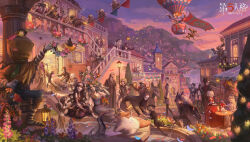  1other 6+boys 6+girls absurdly_detailed_composition absurdres aircraft alexander_the_great_(identity_v) alva_lorenz animal_on_head ann_(identity_v) antonio_(identity_v) architecture ascot awning bag_over_head bald bandaged_arm bandages bane_(identity_v) barefoot basket bellows_camera belt bench bird bird_on_hand bird_on_head black_belt black_boots black_bow black_cloak black_coat black_dress black_eyes black_gloves black_hair black_hat black_kimono black_lips black_pants black_vest blindfold blonde_hair blue_eyes blue_pants blush_stickers bonbon_(identity_v) boots bottle bouquet bow bowtie braid building burke_(identity_v) camera candle cane cat chair cherry chinese_clothes chinese_commentary christina_(identity_v) chromatic_aberration cityscape clapping cloak closed_eyes closed_mouth coat colored_skin commentary_request confetti copyright_logo copyright_name cup doll_night_bat_(identity_v) door dress elbow_carry elbow_gloves evening everyone eyeball fan_wujiu feeding fence fingernails finsen_hunter fish flower flower_basket follower_(identity_v) food fool's_gold_(identity_v) fountain fruit fur-trimmed_cloak fur_trim galatea_claude gloves goat_horns grace_(identity_v) green_coat green_dress green_hair green_necktie grey_skin grin hair_between_eyes hair_bow hair_flower hair_ornament hand_up hanging_sign hastur_(identity_v) hat head_wreath highres holding holding_basket holding_bottle holding_bouquet holding_cane holding_cup holding_flower holding_food holding_fruit holding_plate holding_saucer hollow_body horns hot_air_balloon hullabaloo_(identity_v) identity_v incredibly_absurdres instrument ithaqua_(identity_v) ivy_(identity_v) jack_(identity_v) japanese_clothes jeffrey_bonavita jewelry joker_(identity_v) joseph_desaulniers keigan_nicholas_keogh kimono lamia lamppost lantern leo_beck lighthouse lizard_tail logo long_braid long_fingernails long_hair long_sleeves long_tongue looking_at_another low_ponytail luchino_(identity_v) marcus_thorne marquee_lights mary_(identity_v) mask michiko_(identity_v) missing_tooth monster_girl motion_blur mountain mu_ayou multicolored_hair multiple_boys multiple_girls multiple_rings neck_ruff necklace necktie nightmare_(identity_v) nihongami nun nun_headdress official_art on_head open_clothes open_mouth open_shirt orange_flower orange_hair outdoors outstretched_arms pants parted_lips pennant percy_(identity_v) philippe_(identity_v) pillar pink_flower plate pointing pointy_ears ponytail prehensile_hair purple_flower purple_vest queen_bee_(identity_v) railing red_bow red_bowtie red_dress red_eyes red_flower reptile_boy ring robbie_(identity_v) robot rope_around_neck rose sangria_(identity_v) saucer scar scar_on_neck scenery sharp_fingernails sharp_teeth shirt short_hair sign single_braid single_glove single_sock sitting slit_pupils smile smoke socks solid_eyes stairs standing striped_clothes striped_shirt striped_socks suspenders table tail teacup teeth tentacles the_will_brothers_(identity_v) tiered_tray tongue tongue_out top_hat torn_sleeve traditional_nun two-tone_hair valentina_yaga_vasilieva very_long_hair very_long_tongue vest violetta_(identity_v) violin walking wheelchair white_ascot white_coat white_flower white_gloves white_hair white_shirt window wu_chang xie_bi'an yellow_bow yellow_eyes yidhra_(identity_v) 