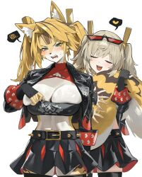 animal_ears burnice_white cat_girl catgirl costume_switch long_hair medium_hair multiple_girls pulchra_fellini zenless_zone_zero