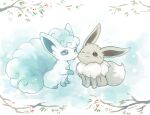  :3 alolan_form alolan_vulpix alternate_color closed_mouth commentary_request eevee fur gen_1_pokemon gen_7_pokemon konanbo no_humans one_eye_closed paws pokemon pokemon_(creature) shiny_pokemon sitting tree_branch 