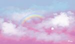  ayu_(mog) blue_sky clouds cloudy_sky day ghost gradient_sky no_humans original outdoors pink_sky rainbow scenery signature sky 