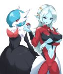  1girl crossover demon_girl dragon_ball gardevoir large_breasts pokemon towa_(dragon_ball) white_hair 