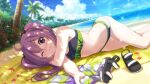  22/7 bikini blush long_hair purple_hair toujou_yuki twintails violet_eyes wink 