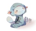  black_eyes blush carton closed_mouth commentary_request cosplay drinking_straw gen_2_pokemon glass hood hood_up kona_(konana2525) no_humans pokemon pokemon_(creature) quagsire quagsire_(cosplay) smile solo water wooper 