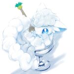  alolan_exeggutor alolan_form alolan_vulpix blue_eyes commentary_request condensation cup gen_7_pokemon lying on_back paws pokemon pokemon_(creature) star_(symbol) tail wet white_fur yuwafumi 