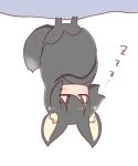  1girl animal animal_ear_fluff animal_ears animalization bangs bat black_hair blush closed_eyes eyebrows_visible_through_hair facing_viewer fox_ears fox_tail highres kemomimi-chan_(naga_u) naga_u original simple_background sleeping solo tail upside-down white_background zzz 