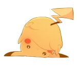  :3 brown_eyes closed_mouth commentary_request full_body gen_1_pokemon headstand looking_at_viewer looking_back neko_(puinyuneko) no_humans pikachu pokemon pokemon_(creature) smile tail white_background 