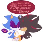  ! 2boys archie_comics black_fur english_commentary english_text fur furry gloves hand_on_another&#039;s_chest heart hedgehog_ears hedgehog_tail holding_hands joints looking_at_another metal_sonic motobug multiple_boys musical_note no_mouth red_eyes red_fur robot robot_joints shadow_the_hedgehog sideways_mouth sonic_the_hedgehog speech_bubble spoken_exclamation_mark spoken_heart spoken_musical_note transparent_background two-tone_fur upper_body 