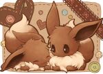  :3 blush brown_eyes brown_fur buttons closed_mouth commentary_request eevee gen_1_pokemon kuronekotarou looking_at_another no_humans paws pokemon pokemon_(creature) smile zipper zipper_pull_tab 