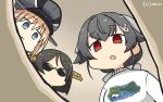  3girls alternate_costume bangs bismarck_(kantai_collection) black_hair blonde_hair casual commentary_request dated eating empty_eyes eyebrows_visible_through_hair food fork from_below hair_flaps hair_ornament hairclip hamu_koutarou highres jingei_(kantai_collection) kantai_collection kirishima_(kantai_collection) long_hair looking_at_viewer low_ponytail multiple_girls nice_boat open_mouth pasta red_eyes short_hair signature spaghetti sunglasses sweater upper_body white_sweater 