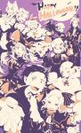 4boys 6+girls :d :o ^_^ animal_ears basket bat beatrice_(re:zero) bow candy candy_print capelet cat_ears chain claws cleavage_cutout closed_eyes clothing_cutout collar costume detached_sleeves dress drill_hair emilia_(re:zero) english_text everyone eyebrows_visible_through_hair fake_animal_ears fangs feather_hair_ornament food foreshortening frederica_baumann frilled_dress frills full_moon garfiel_tinsel ghost_costume hair_between_eyes hair_ribbon hair_slicked_back halloween halloween_basket halloween_costume happy_halloween harusabin hat highres hood hood_down hooded_capelet jack-o&#039;-lantern korean_commentary limited_palette long_hair long_sleeves looking_at_viewer mixed-language_commentary moon multiple_boys multiple_girls natsuki_subaru one_eye_closed open_mouth otto_suewen outstretched_arm patrasche_(re:zero) petra_leyte puck_(re:zero) pumpkin ram_(re:zero) re:zero_kara_hajimeru_isekai_seikatsu reaching_out rem_(re:zero) ribbon roswaal_l._mathers sanpaku sharp_teeth short_hair signature sleeveless smile symbol-shaped_pupils teeth twin_drills twitter_username vampire_costume wings witch_costume witch_hat 