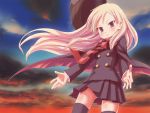  blush cape chiaki gekkan-kurobuta hat kurobuta_gekkan long_hair red_eyes scarf shigofumi skirt sky thigh-highs thighhighs wallpaper zettai_ryouiki 