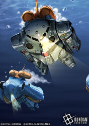  air_bubble amasaki_yusuke army bubble commentary_request copyright_notice english_text gundam gundam_0080 gundam_card_game hygogg mecha mecha_focus military_rank_insignia mobile_suit no_humans official_art realistic robot roundel scene_reference science_fiction searchlight sunrise_(company) thrusters underwater water z'gok z'gok-e zeon 