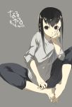  black_hair brown_eyes feet k_(artist) kaimuari koga_norio long_hair narutaru trap 