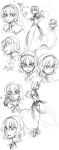  angry capelet expressions face fingerless_gloves flat_gaze gloves highres hikawa_shou monochrome short_hair sigh sketch touhou 