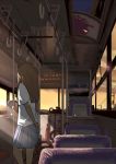  bus_interior jitsu_hidari motor_vehicle original school_uniform serafuku sunset train train_interior vehicle 