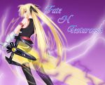  bardiche blonde_hair energy_sword fate_testarossa gauntlets gloves long_hair mahou_shoujo_lyrical_nanoha mahou_shoujo_lyrical_nanoha_strikers red_eyes sword thigh-highs thighhighs twintails very_long_hair weapon 