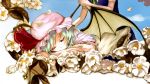  blue_hair hat izayoi_sakuya remilia_scarlet shishou sleeping touhou wings 