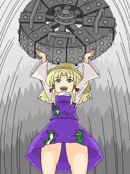  blonde_hair hat moriya's_iron_rings moriya_suwako parody ribbon shinryoku touhou 