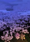  cherry_blossoms flower hitodama konpaku_youmu konpaku_youmu_(ghost) lantern myon nekoita petals saigyouji_yuyuko stairs touhou 