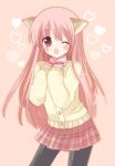  &lt;3 bad_id heart itsuka long_hair original pantyhose pink_eyes pink_hair skirt sweater wink 