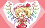  ^_^ aruha blonde_hair closed_eyes fang flandre_scarlet gift holding holding_gift open_mouth smile touhou valentine wings yuuhi_aruha 