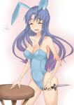  asakura_ryouko bare_legs blue_eyes blue_hair bunny_ears bunnysuit knife rabbit_ears suzumiya_haruhi_no_yuuutsu 