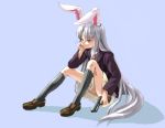  animal_ears bad_id bunny_ears face gun long_hair rabbit_ears reisen_udongein_inaba shiba_itsuki touhou weapon 