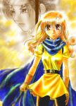  alena_(dq4) belt cape clift dragon_quest dragon_quest_iv dress gloves pantyhose red_eyes red_hair redhead yellow_dress 