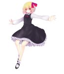  bad_id blonde_hair hair_ribbon harano outstretched_arms red_eyes ribbon ribbons rumia short_hair solo spread_arms touhou 