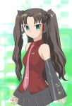  brown_hair cosplay detached_sleeves fate/stay_night fate_(series) green_eyes hatsune_miku hatsune_miku_(cosplay) long_hair necktie solo tohsaka_rin toosaka_rin twintails ueyama_michirou vocaloid vocaloid_boxart_pose 