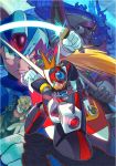  alia axl blue_eyes dual_wielding energy_sword forehead_jewel gem green_eyes gun handgun headset helmet long_hair maverick_hunters official_art red red_(rockman_x7) red_alert red_alert_(rockman) red_alert_(rockman_x7) red_hair rockman rockman_x signas sword weapon x zero zero_(rockman) 