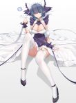  1girl ;) absurdres animal_ears aqua_eyes arm_at_side arm_garter azur_lane bangs black_hair blunt_bangs blush breasts cheshire_(azur_lane) closed_eyes closed_mouth commentary_request detached_sleeves dress eyebrows_visible_through_hair fake_animal_ears frilled_headband frilled_ribbon frills garter_straps gradient gradient_background green_hair hand_up headdress highres kafeifeifeifeifeifei_jiemo_jun large_breasts long_ribbon looking_at_viewer maid maid_dress maid_headdress multicolored multicolored_clothes multicolored_dress multicolored_hair one_eye_closed paw_pose puffy_detached_sleeves puffy_sleeves purple_apron ribbon short_hair sitting sleeveless smile solo streaked_hair thigh-highs white_legwear white_ribbon wrist_cuffs 