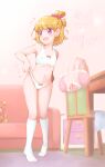  1girl :d arakawa_tarou asahina_mirai bangs blonde_hair blush bow bra child collarbone eyebrows_visible_through_hair flat_chest full_body hair_bow highres indoors kneehighs mahou_girls_precure! mofurun_(mahou_girls_precure!) one_side_up open_mouth panties pink_eyes precure red_bow shiny shiny_hair short_hair smile solo stuffed_animal stuffed_toy tied_hair underwear underwear_only white_bra white_legwear white_panties 