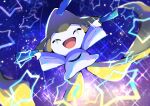  absurdres blurry closed_eyes commentary_request gen_3_pokemon happy highres huge_filesize jirachi mythical_pokemon no_humans open_mouth outstretched_arms pokemon pon_yui solo star_(symbol) tongue 