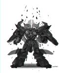  absurdres babyj0 highres looking_at_viewer mecha monochrome neo_granzon no_humans open_hands science_fiction solo standing super_robot super_robot_wars super_robot_wars_original_generation white_background 