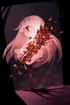  1girl dress eye_(okame_nin) flower from_side highres long_hair okame_nin original profile red_eyes red_flower red_rose rose short_dress solo very_long_hair white_dress white_hair white_skin 