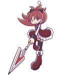  bangs bare_shoulders black_bow black_legwear boots bow dress elbow_gloves eyebrows_visible_through_hair fang gloves hair_bow holding holding_spear holding_weapon long_hair looking_at_viewer mahou_shoujo_madoka_magica open_mouth parody polearm ponytail puyopuyo red_dress red_eyes red_footwear red_theme redhead rii_(icedsalt) sakura_kyouko smile soul_gem spear style_parody thigh-highs transparent_background weapon white_gloves wrist_cuffs 