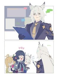 animal_ears cissia_(zenless_zone_zero) jane_doe_(zenless_zone_zero) long_hair medium_hair multiple_boys multiple_girls seth_lowell severian_lowell zenless_zone_zero