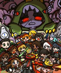  ! >_< 1other 6+boys 6+girls aqua_eyes black_eyes black_hair black_hat black_jacket blue_eyes bongy_(project_moon) bow bowtie brown_eyes brown_hair child dante_(limbus_company) dark-skinned_female dark-skinned_male dark_skin dinosaur_costume don_quixote_(project_moon) everyone faust_(project_moon) glowing glowing_eyes green_eyes gregor_(project_moon) hat hat_bow heathcliff_(project_moon) heterochromia holding holding_staff hong_lu_(project_moon) ishmael_(project_moon) jacket limbus_company long_hair meursault_(project_moon) multiple_boys multiple_girls necktie nra_3614 open_mouth orange_hair outis_(project_moon) project_moon red_bow red_bowtie red_eyes red_necktie rodion_(project_moon) ryoshu_(project_moon) sinclair_(project_moon) smile staff sweat toy_knife toy_sword vergilius_(project_moon) very_long_hair violet_eyes yi_sang_(project_moon) 