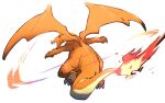  charizard claws fangs fire flame full_body gen_1_pokemon morio_(poke_orio) no_humans open_mouth pokemon pokemon_(creature) solo white_background wings 