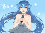  absurdres bangs bao_(vtuber) blue_background blue_hair breasts glowing highres indie_virtual_youtuber long_hair microphone open_mouth red_eyes simple_background small_breasts takebosi virtual_youtuber whale 