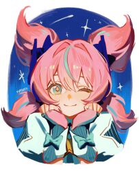 1girl aria_(zenless_zone_zero) medium_hair pose smile wink zenless_zone_zero